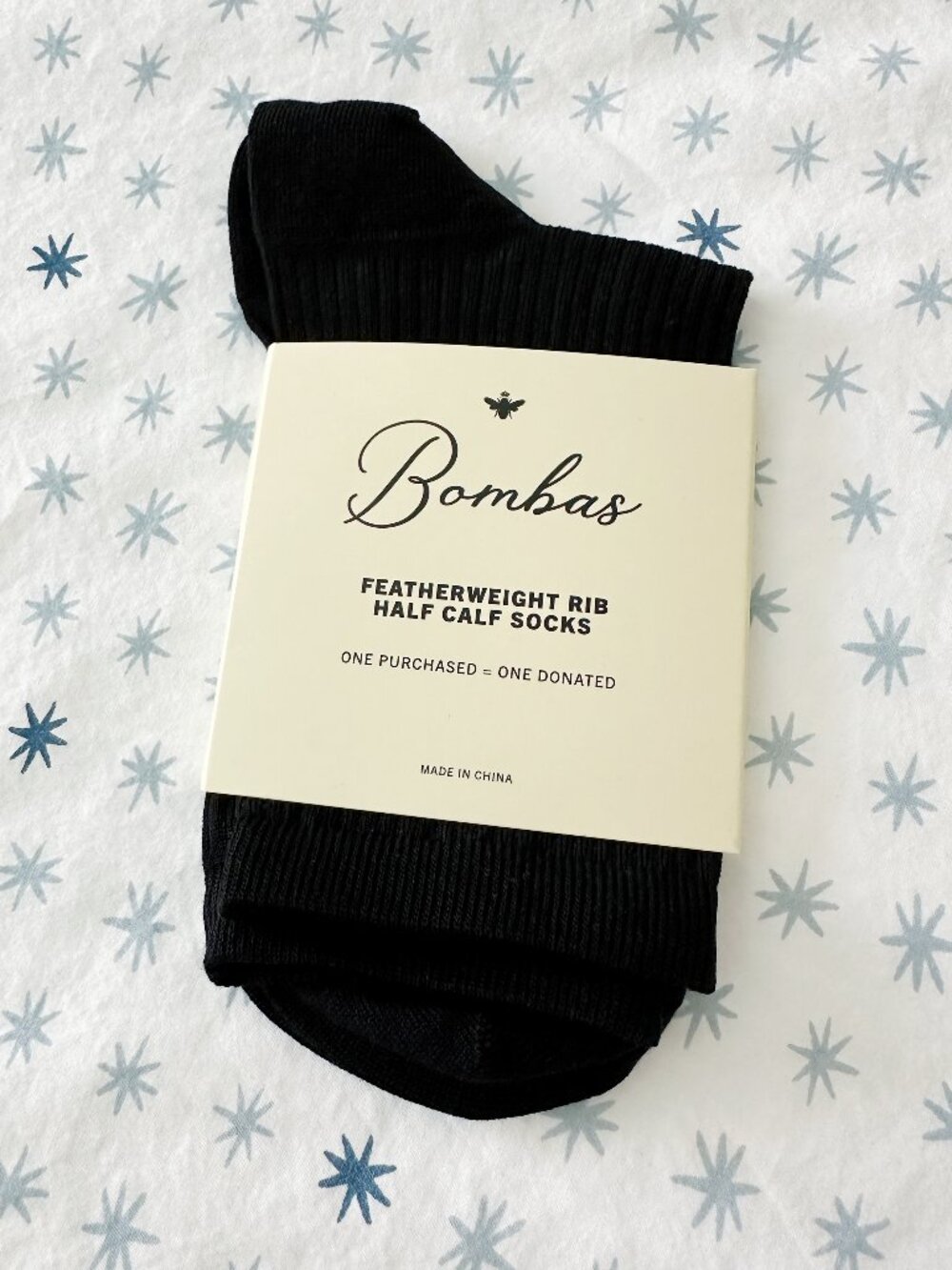 NEW! Bombas Featherweight Rib Half Calf Socks in Black
